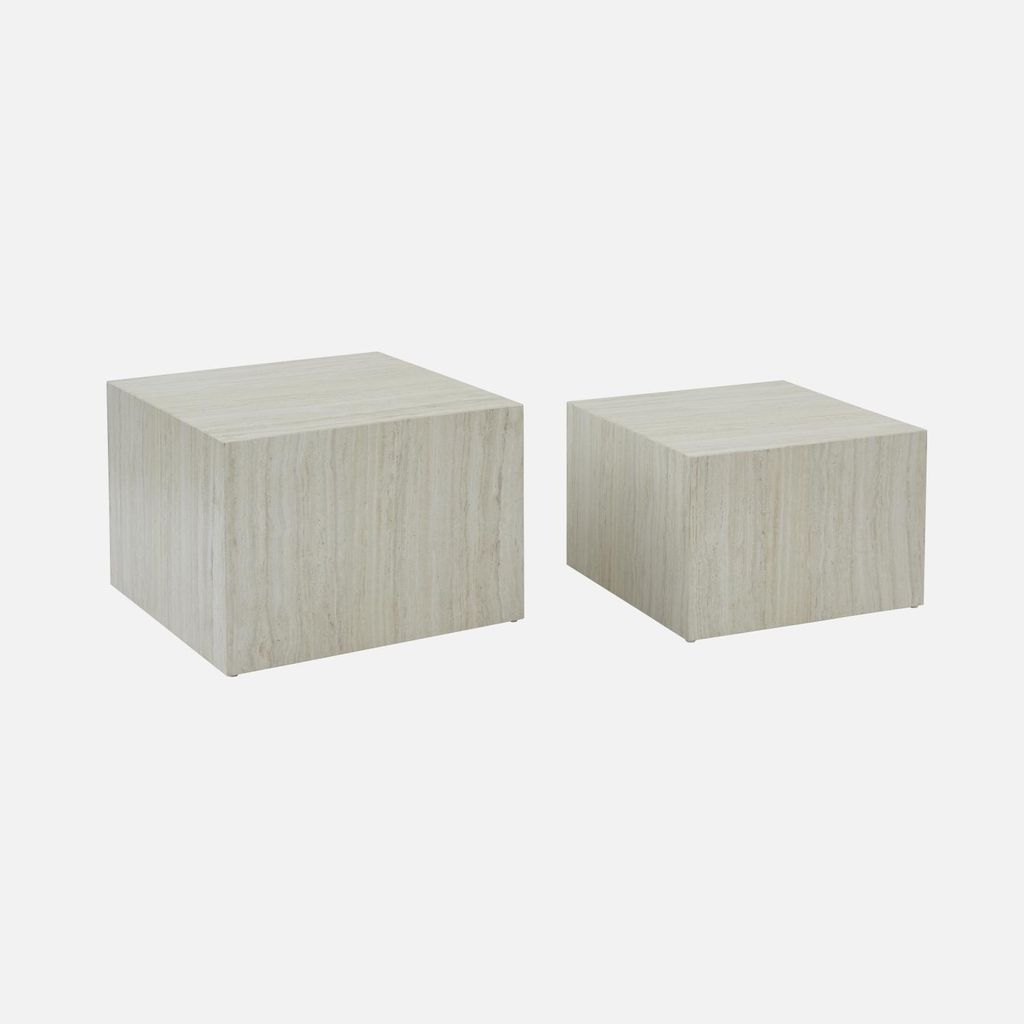 sweeek - 2er-Set quadratische Couchtische mit Marmorlook - Produktbild 