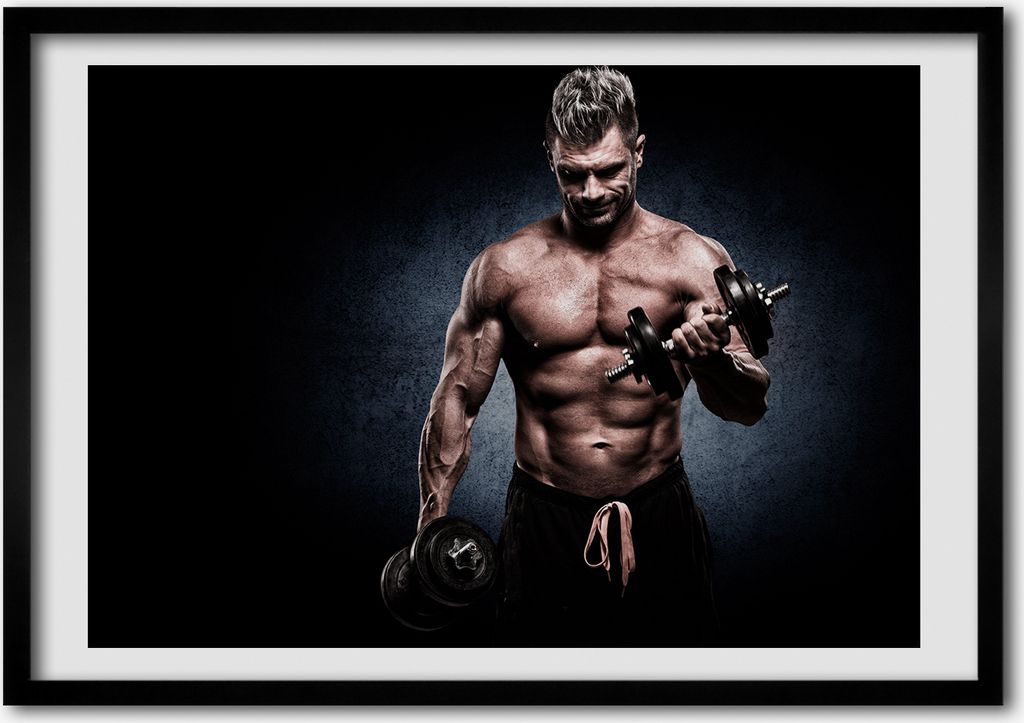 Bild - Bilder - Bilderrahmen - 70 cm x 50 cm - MDF-Rahmen, Wandkunst Muskelaufbau