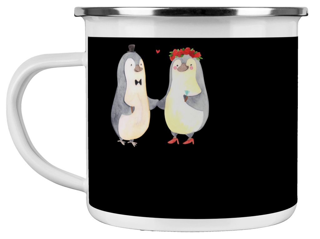 Mr. & Mrs. Panda Pott Hochzeitsfeier Freude - Schwarz - Geschenk, Liebe und Lachen, becher emaille, Tasse, Teetasse, Heiraten, Geschenke, teilen, H...