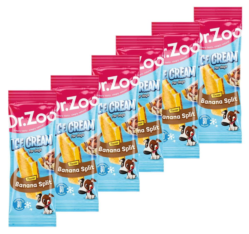 6 x 55 g - Bananen Split Geschmack - Schecker Hundesnack - Hunde Kau Eis