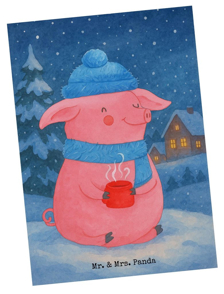 Mr. & Mrs. Panda Postkarte Schwein Glühwein Design - Weiß - Geschenk, Grußkarte, Weihnachten, Glühschwein, spruchkarte, Weihnachtsmarkt, Punsch...
