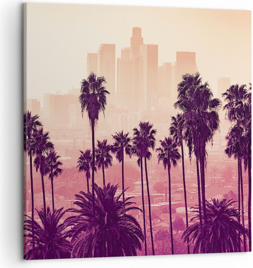 Bild auf Leinwand - Leinwandbild - Einteilig - Elche Angeles Palmen - 50x50cm - Wand Bild - Wanddeko - Wandbilder - Leinwanddruck - Bilder - Wandde...
