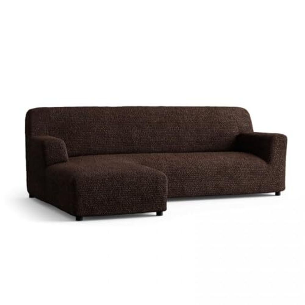 Bezug für linkes Ecksofa mit Ottomane, individuell anpassbar, 350-540 cm, griffsympathisch, weich (Braun, Left)