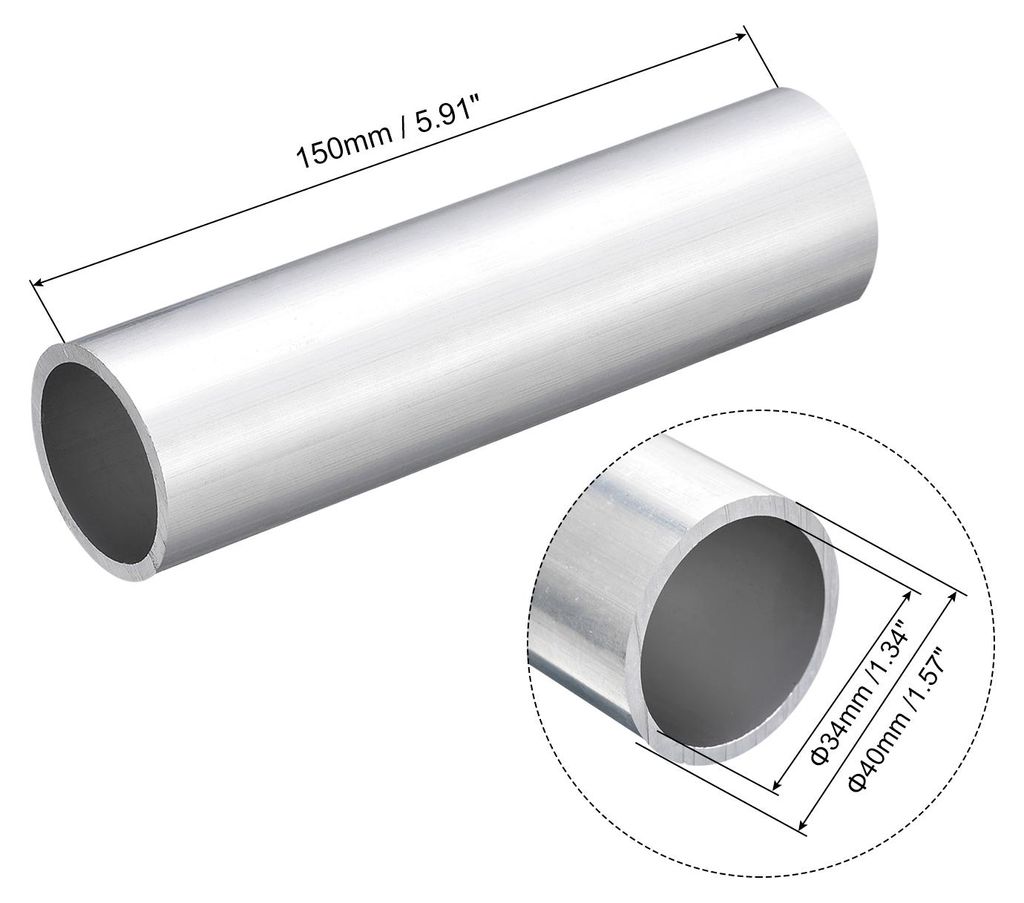 6063 Aluminium Rundrohr 34mm Innendurchmesser Alurohr 40mm Au?endurchmesser Aluprofil Metallrohr 150mm L?nge Aluminium Rohr fš¹r Industriebau Bas...