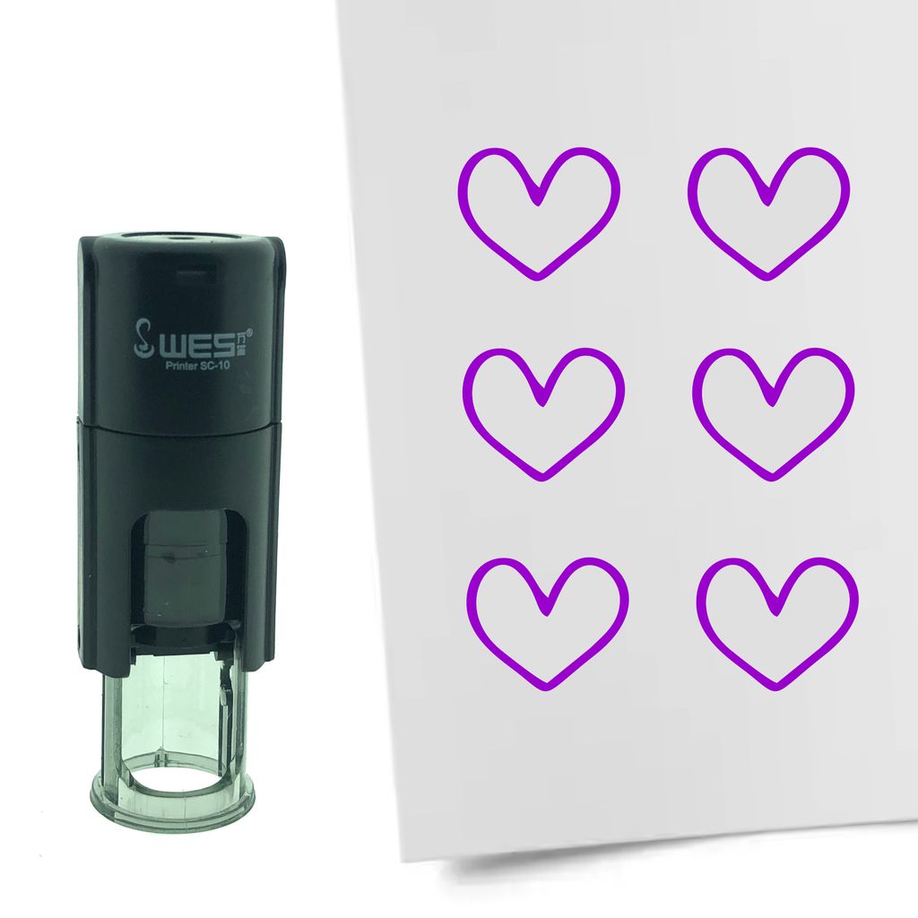 CombiCraft Selbstfärbender Stempel 'Umrandetes Herz' in der Farbe Lila, Ø10mm