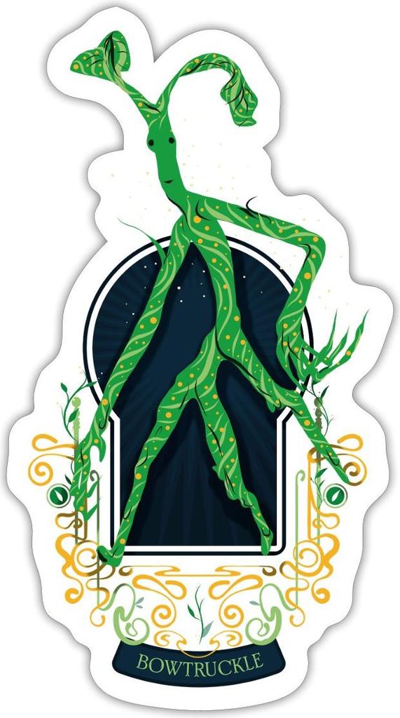 Spreadshirt Phantastische Tierwesen Bowtruckle Sticker Aufkleber, 10 x 10 cm, Mattweiß