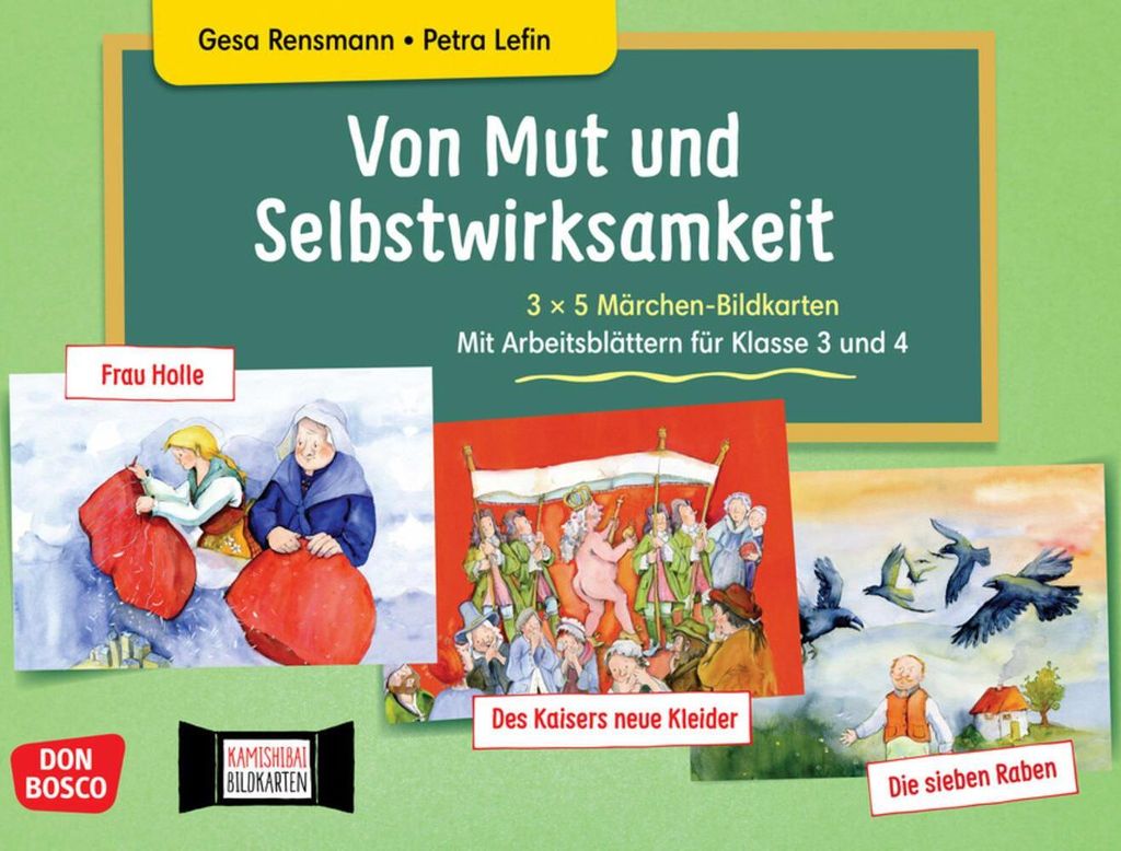 Von Mut und Selbstwirksamkeit - 3 x 5 Märchen-Bildkarten. Mit Arbeitsblättern für Klasse 3 und 4. Kamishibai Bildkartenset