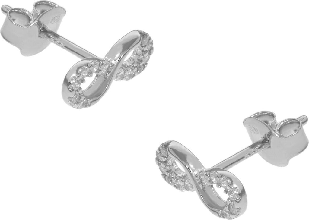 Paar 585er Gold Ohrstecker mit Zirkonia Ohrschmuck Infinity Model 4 Etui Ohringe 585er Weißgold