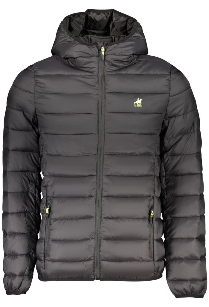 Stylische schwarze Herrenjacke mit Kapuze - Leicht, 4 Taschen, Reißverschluss