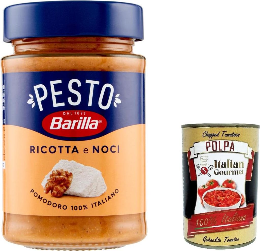 Pesto Ricotta e Noci 6x 190g | Glutenfreie Italienische Pasta-Sauce mit cremigem Ricotta, Walnüssen und Grana Padano, Nudel-Soße, rotes Pesto + I...