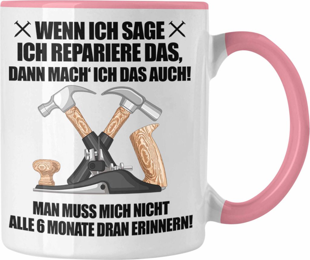 Trendation - Hausmeister Tasse Lustiges Geschenke Lustig Spruch Haustechniker Geschenkidee Sprüche (Rosa)