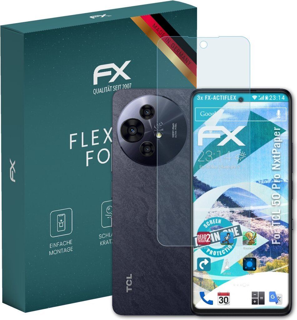 atFoliX FX-ActiFleX 3x Schutzfolie kompatibel mit TCL 50 Pro NxtPaper Folie