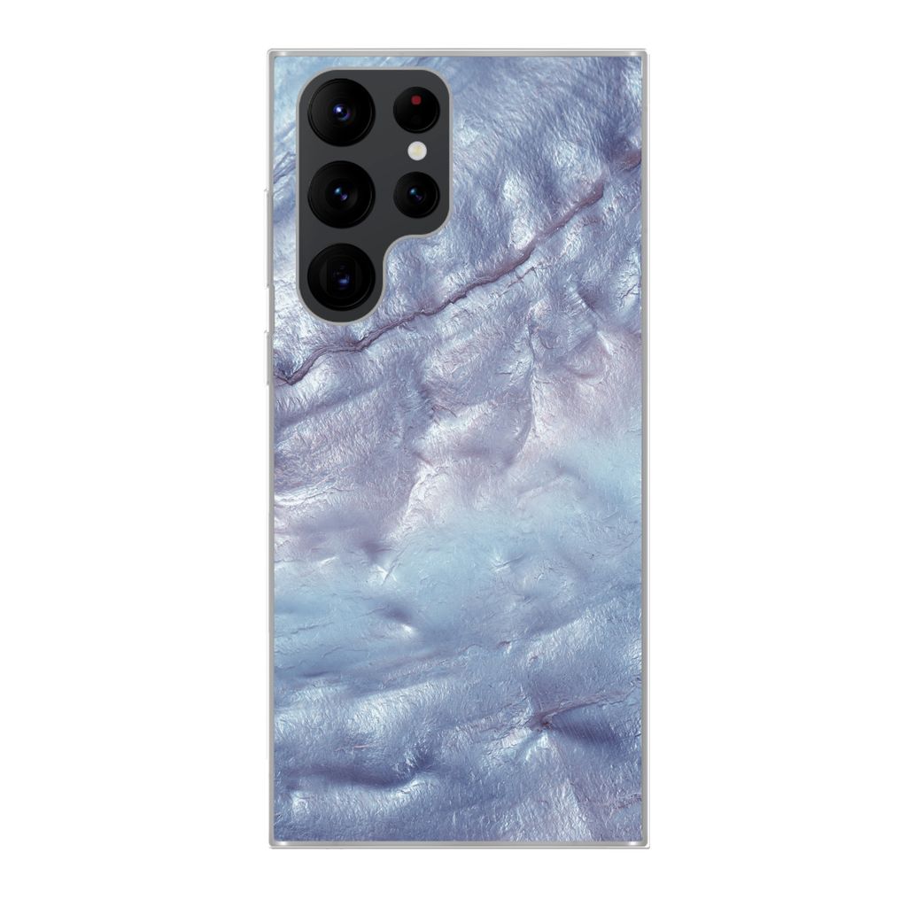 MuchoWow Handyhülle Schutzhülle Hülle für Samsung Galaxy S22 Ultra Mineralien und Gesteine - Naturstein - Perlmutt Silikon Softcase Handy Hü...