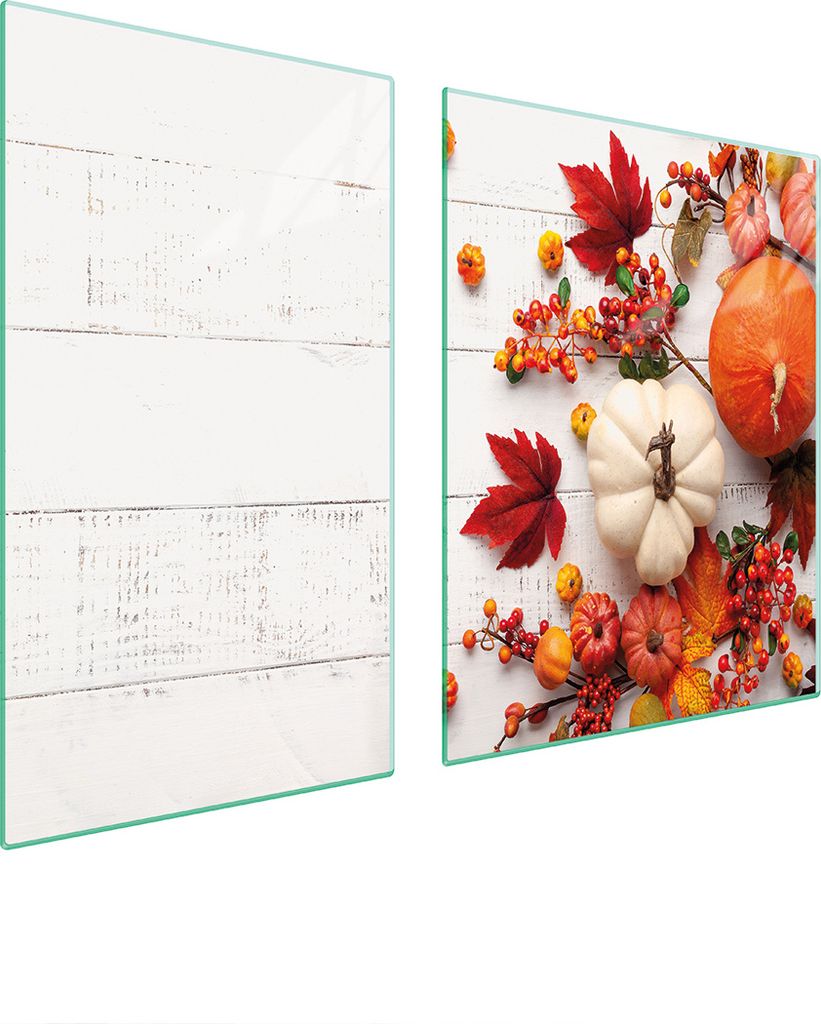 Glasplatte und Schneidebrett 100x52 Kürbis