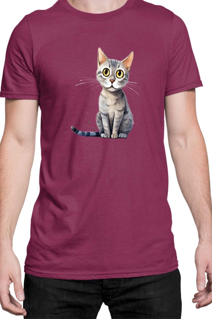Herren T-Shirt Funny Cats Breeds Serrade Petit Cat, Man M / Burgundy