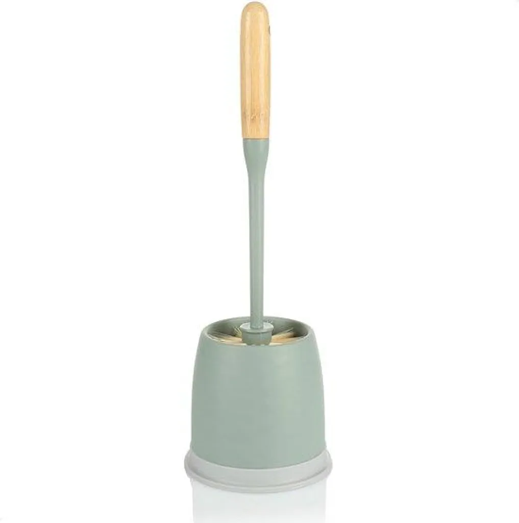 Brosse de toilettes en plastique avec support gris et vert moderne