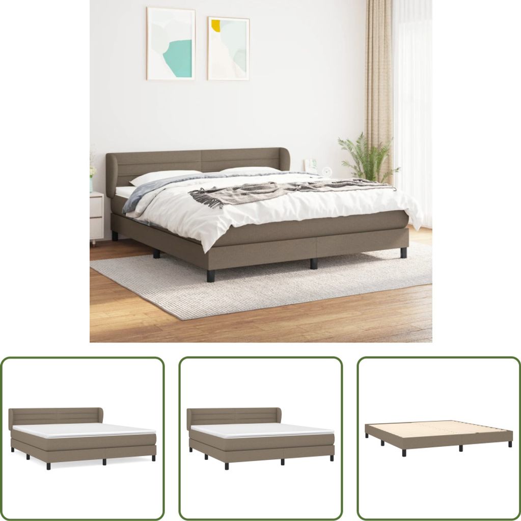The Living Store Boxspringbett mit Matratze Taupe 180x200 cm Stoff