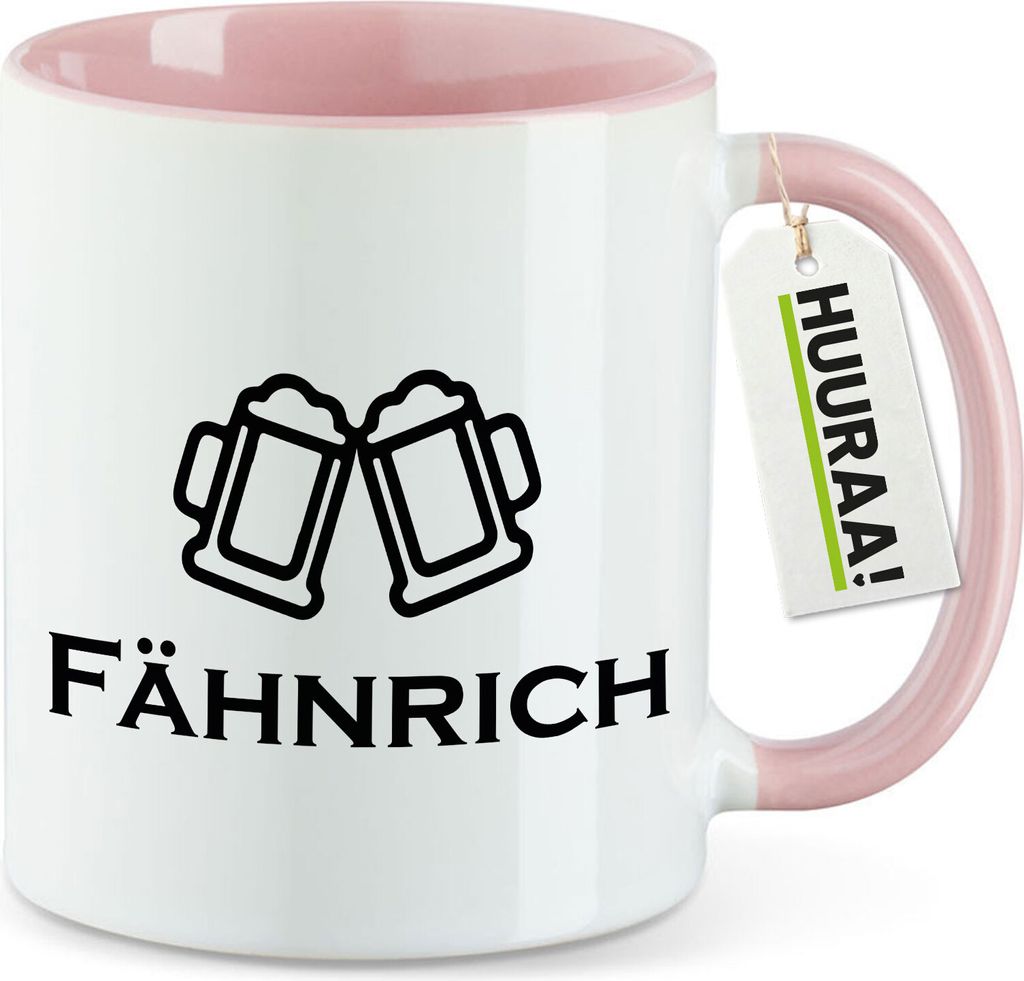 Huuraa Kaffeetasse Fähnrich Schützenfest 330ml Rosa Keramik Kaffeebecher Geschenkidee