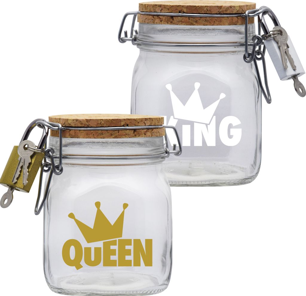Spardosen Set King/Queen Design2 Transparent Größe M 0.75 Liter