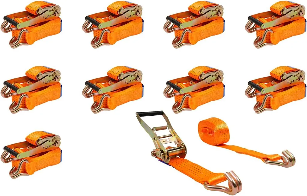 Sangle de serrage 10 mètres jaune à boucle rapide pour remorque et toit