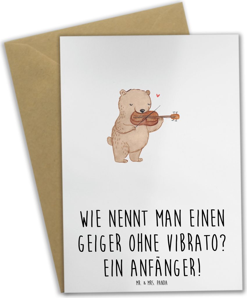 Mr. & Mrs. Panda Beileidskarte Violine Anfänger - Weiß - Geschenk, Geiger, Melodien, dankeskarten, Musik, Instrumente, Vibrato, Musiker, Lernen, ...