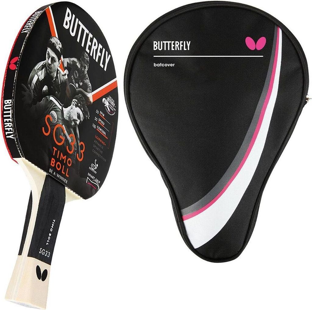 Butterfly 1x Timo Boll SG33 Tischtennisschläger + Tischtennishülle Drive Case