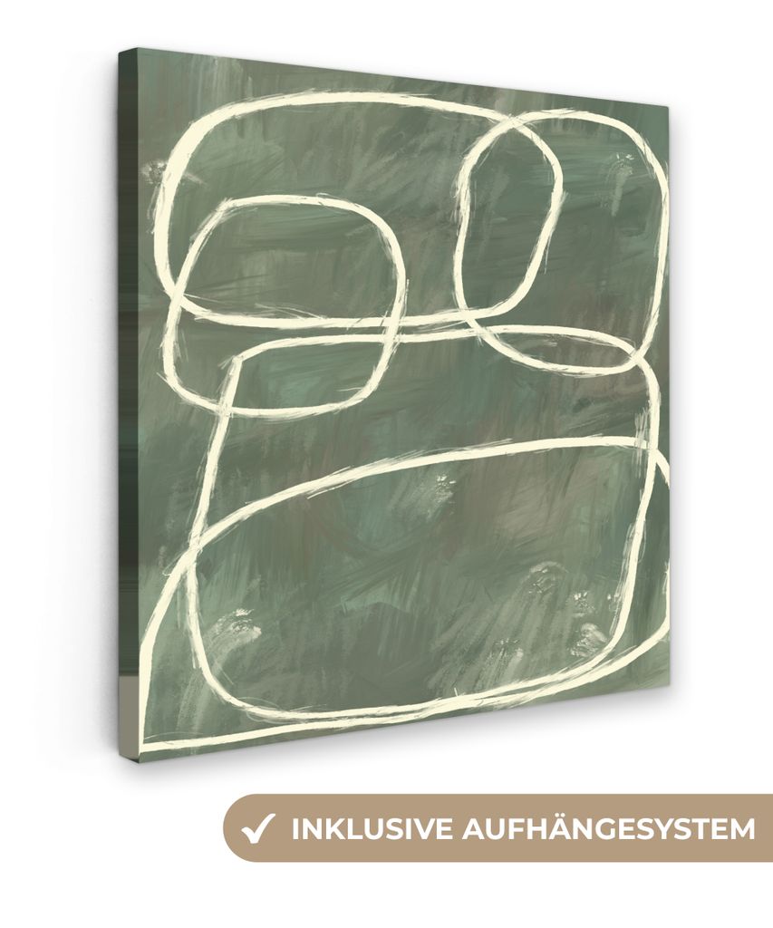 MuchoWow - Leinwandbilder - Abstrakt - Grün - Kunst - Modern, Wandbild, Wanddeko Bilder Wohnzimmer, 20x20 cm