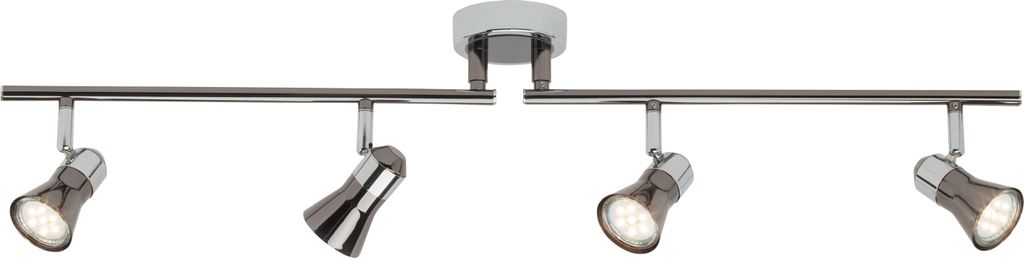 BRILLIANT LED Deckenleuchte Jupp | zeitloses Spotrohr | 4-flammig | Metall | chrom/schwarz | schwenkbare Köpfe | 4x GU10 max. 7 W