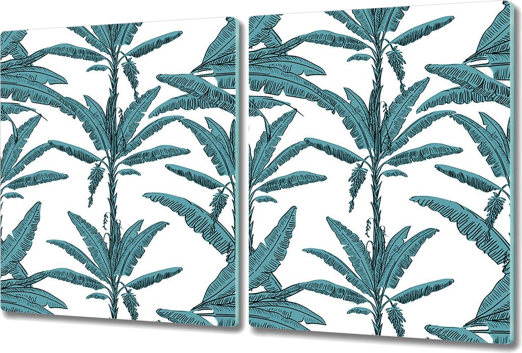 Glas Schneidebrett Herdabdeckplatten Schneideplatten - 2x 40x52 cm - Aquarell Kaktus