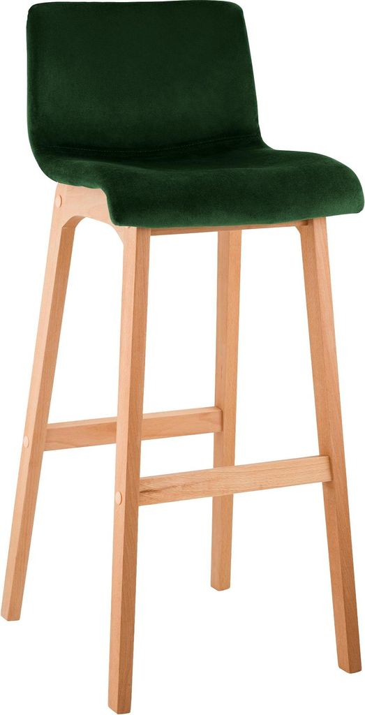 Barhocker TENAR - Samt Grün 41x46x101 cm Braun | Barstuhl Mit Lehne Tresenhocker Tresenstuhl Kneipenhocker Kneipenstuhl