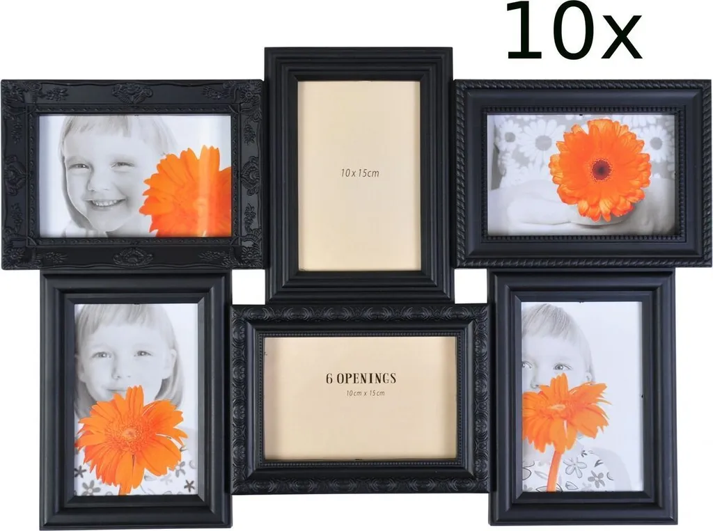 Cadre photo noir style ancien lot de 10 avec verre pour galerie photo