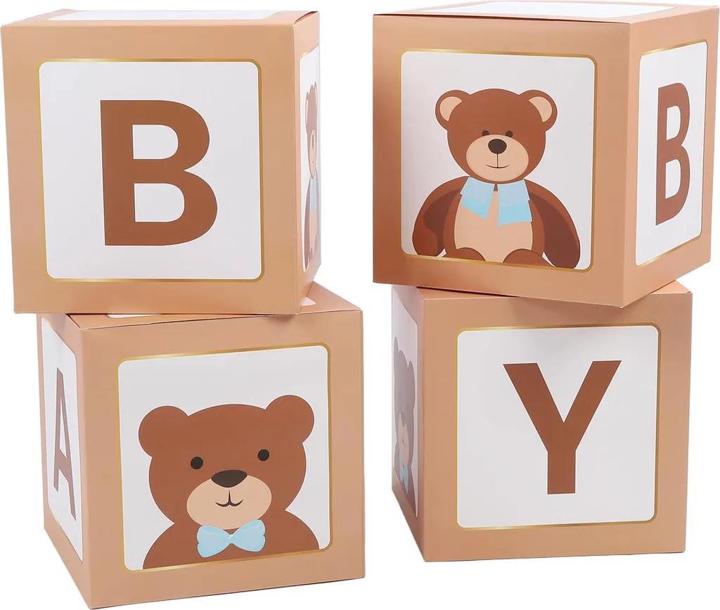 Boîtes à Ballons Thème Ours en Carton Robuste pour Fête de Naissance 4u