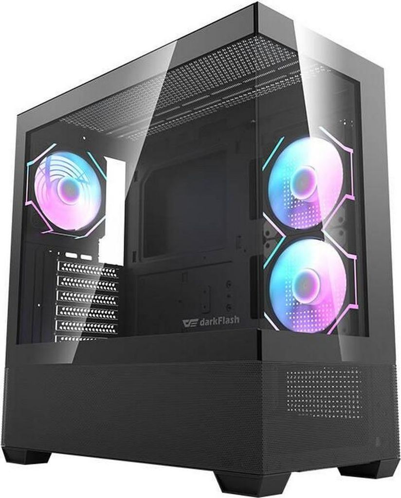 darkFlash Darkflash DS900 AIR kompiuterio dėklas (juodas) + 7 ARGB ventiliatoriai