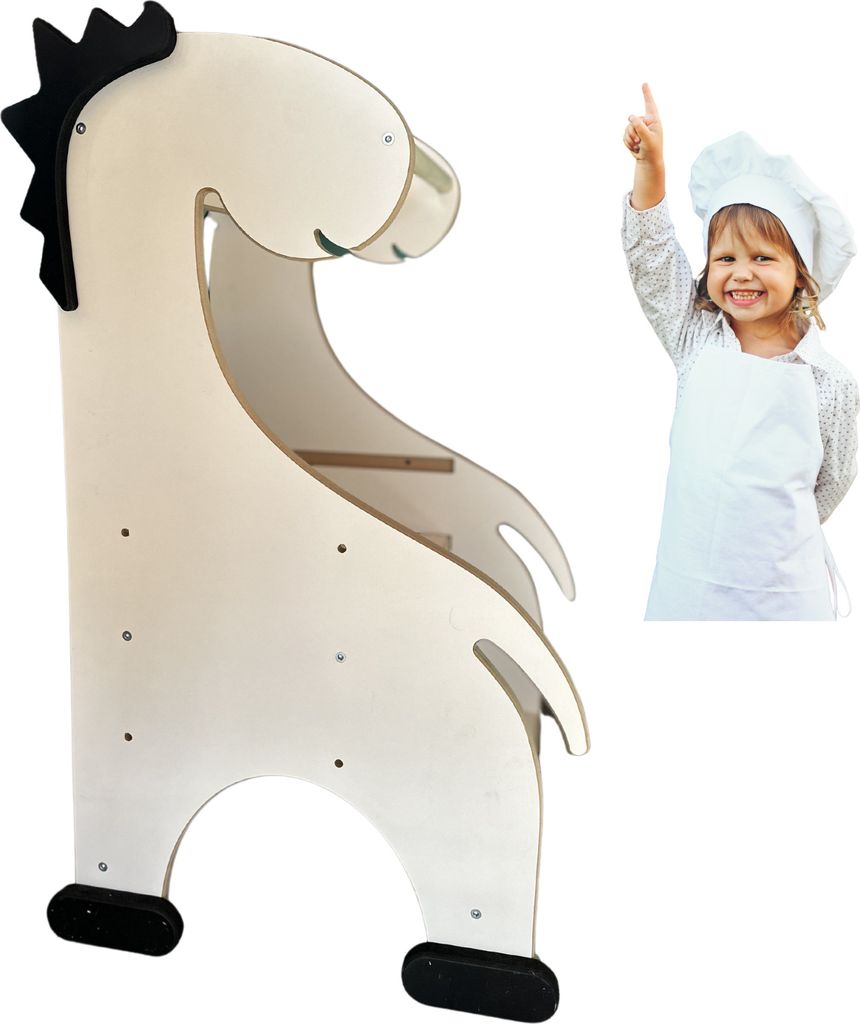 Lernturm Montessori-Thema Dinosaurier weiß