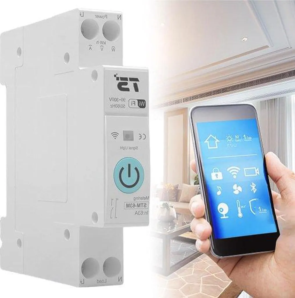 Commande Wi-Fi rail DIN 1 pôle 63A avec compteur - Réf WD-631P