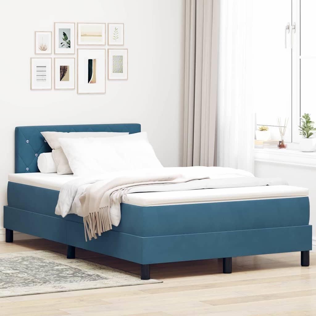 Maison Exclusive - LED Boxspringbett mit Matratze Dunkelblau 120 x 190 cm Samt