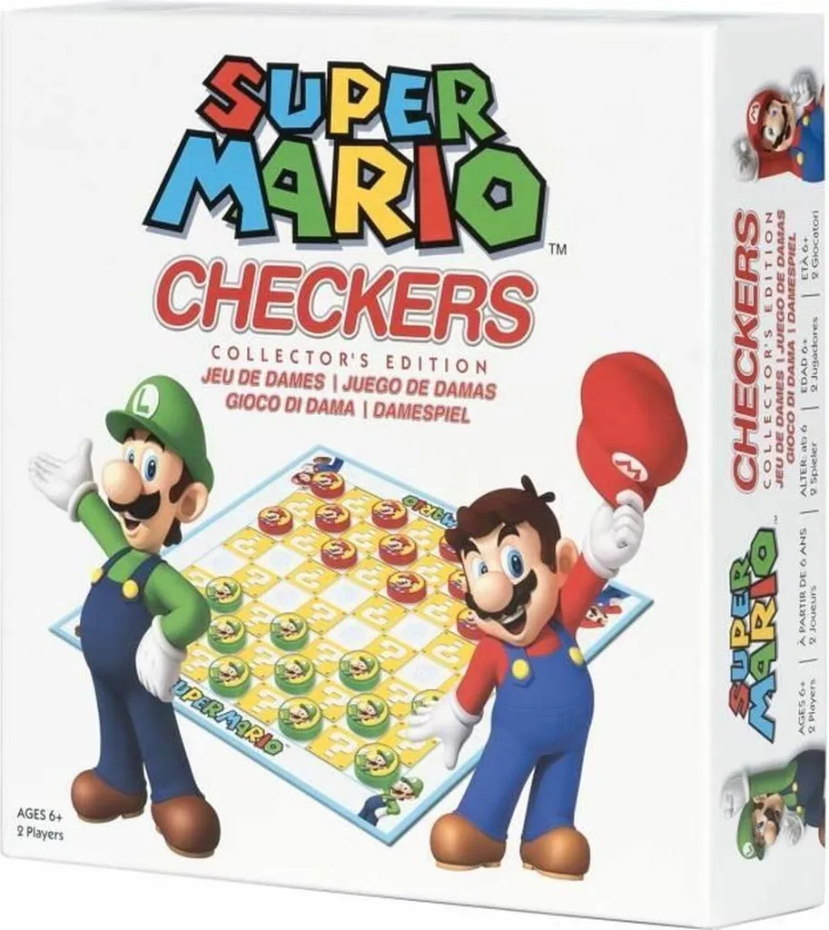 Super Mario Checkers Goliath - Jeu de société avec jetons Mario et Luigi