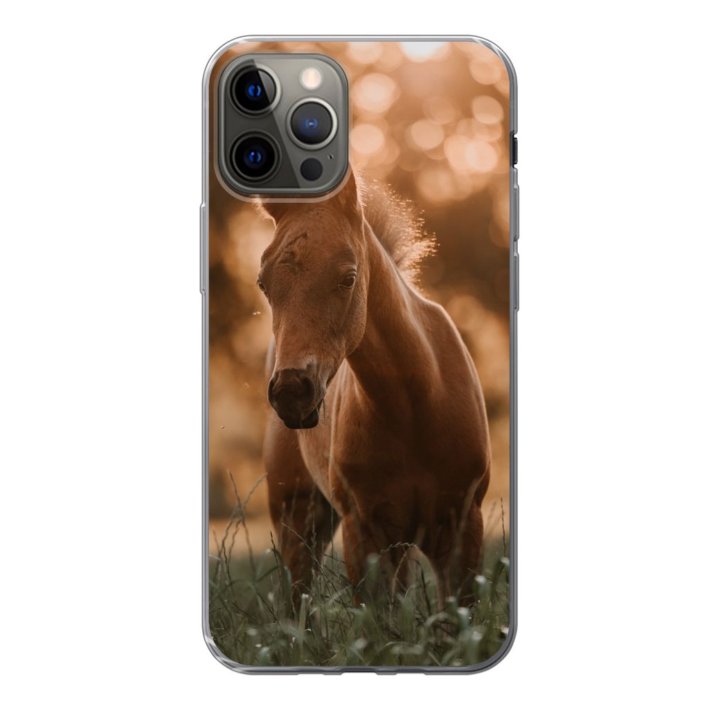 MuchoWow Handyhülle Schutzhülle Hülle für iPhone 13 Pro Pferd - Licht - Landschaft Silikon Softcase Handy Hülle - Handy-Tasche