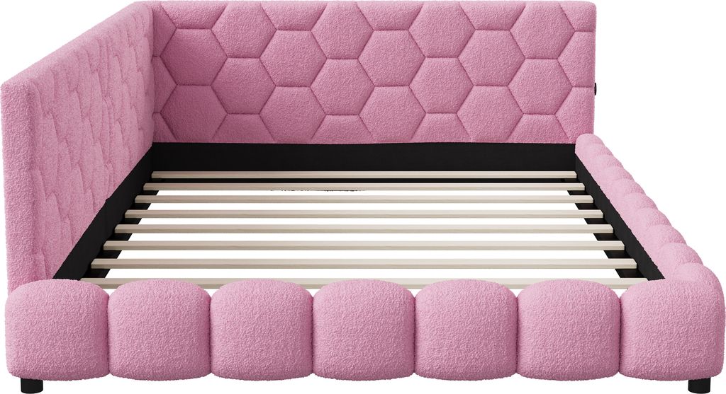 Polsterbett Doppelbett 140 x 200 cm mit USB-Ladeanschluss Produktbild 