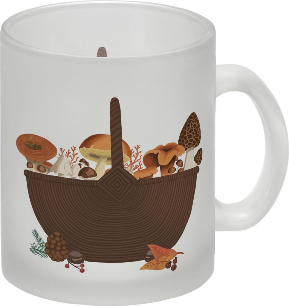 Herbst Glas Tasse mit Pilz-Motiv