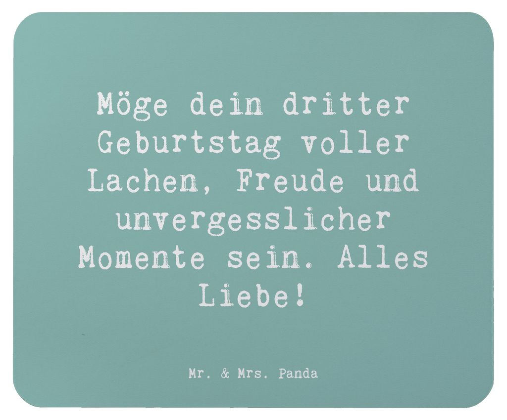 Mr. & Mrs. Panda Mauspad Spruch 3. Geburtstag Glück - Meeresbrise - Geschenk, laptop mousepad, Happy Birthday, computer, liebevolle Botschaft, Gl...