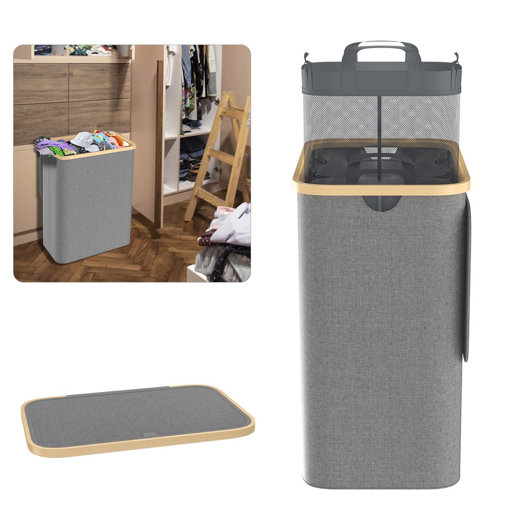 UISEBRT 140L Panier à linge pliable avec couvercle - Coffre Image du produit 