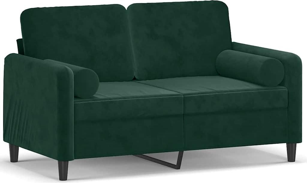 vidaXL 2-Sitzer-Sofa mit Zierkissen Dunkelgrün 120 cm Samt