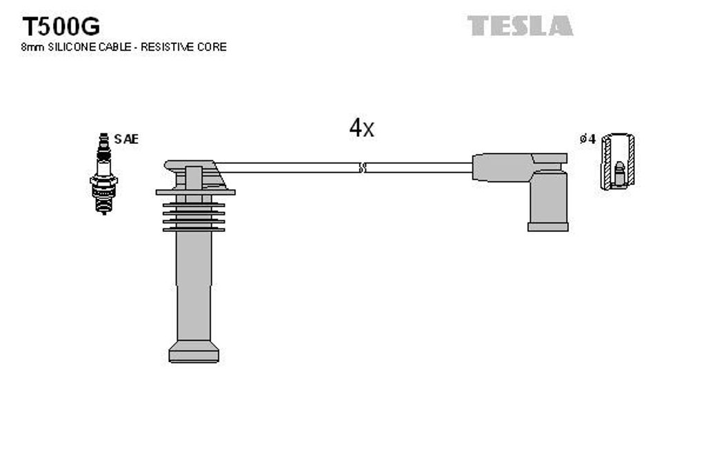 TESLA T500G Zündkabelsatz Zündleitungssatz für FORD FOCUS (DAW, DBW) FOCUS Kombi (DNW) Fiesta Mk4 Schrägheck (JAS, JBS) FOCUS Stufenheck (DFW)