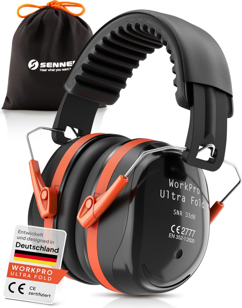 Senner WorkPro Ultra | Gehörschutz für Arbeit und Freizeit – Größenverstellbare Ohrenschützer - Hochwertige Lärmschutz Kopfhörer mit SNR v...