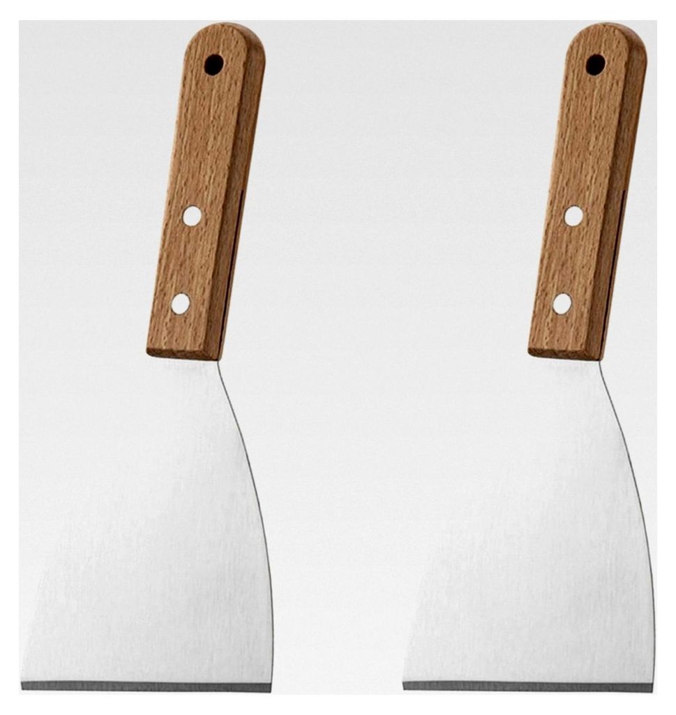 2 Edelstahl-Schaber, Reinigungswerkzeuge für Metallbackbleche, Küchenwerkzeuge, geeignet für Pizza, Pfannkuchen und Grill.
