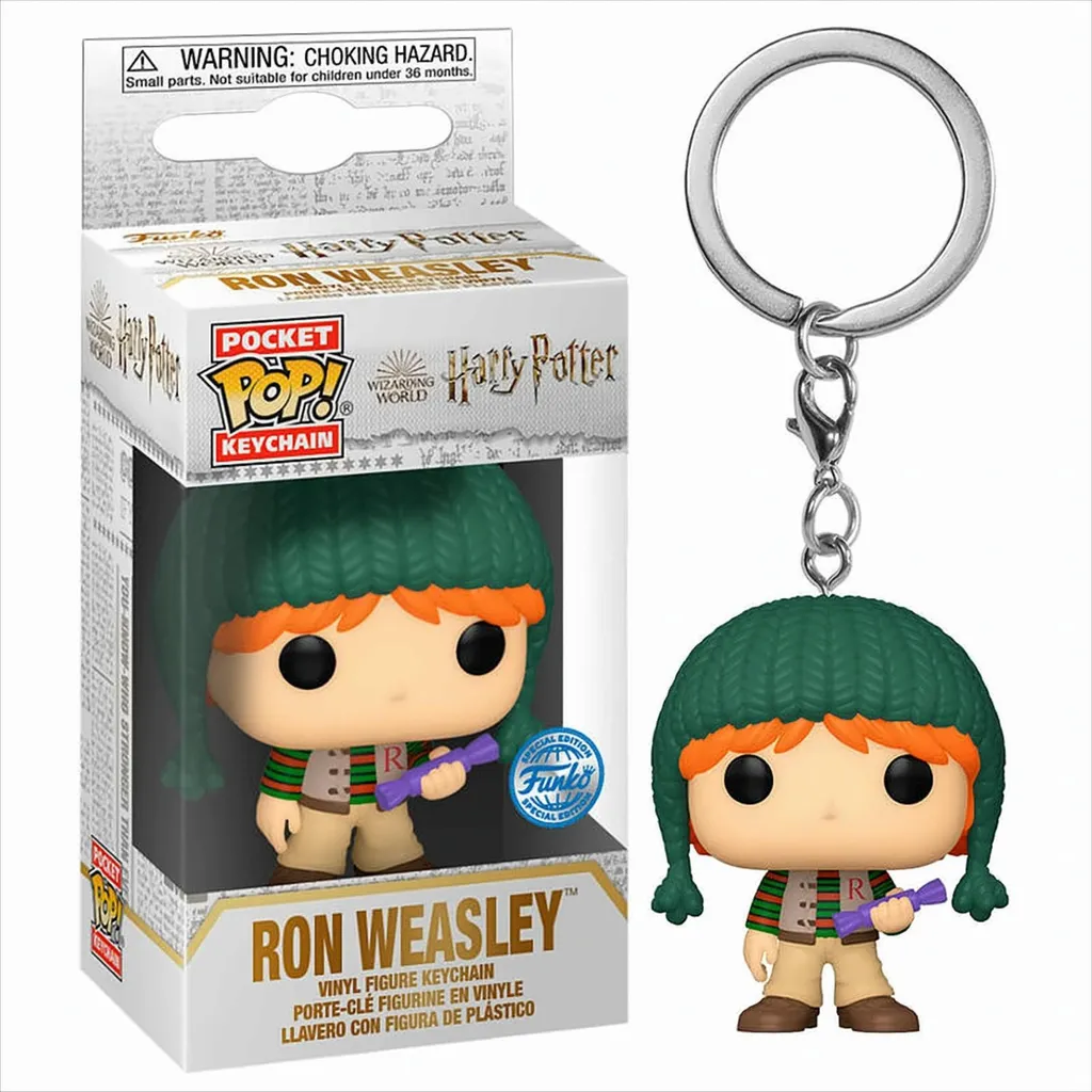 Porte-clés Figurine Harry Potter Ron Weasley Noël Funko POP Pocket