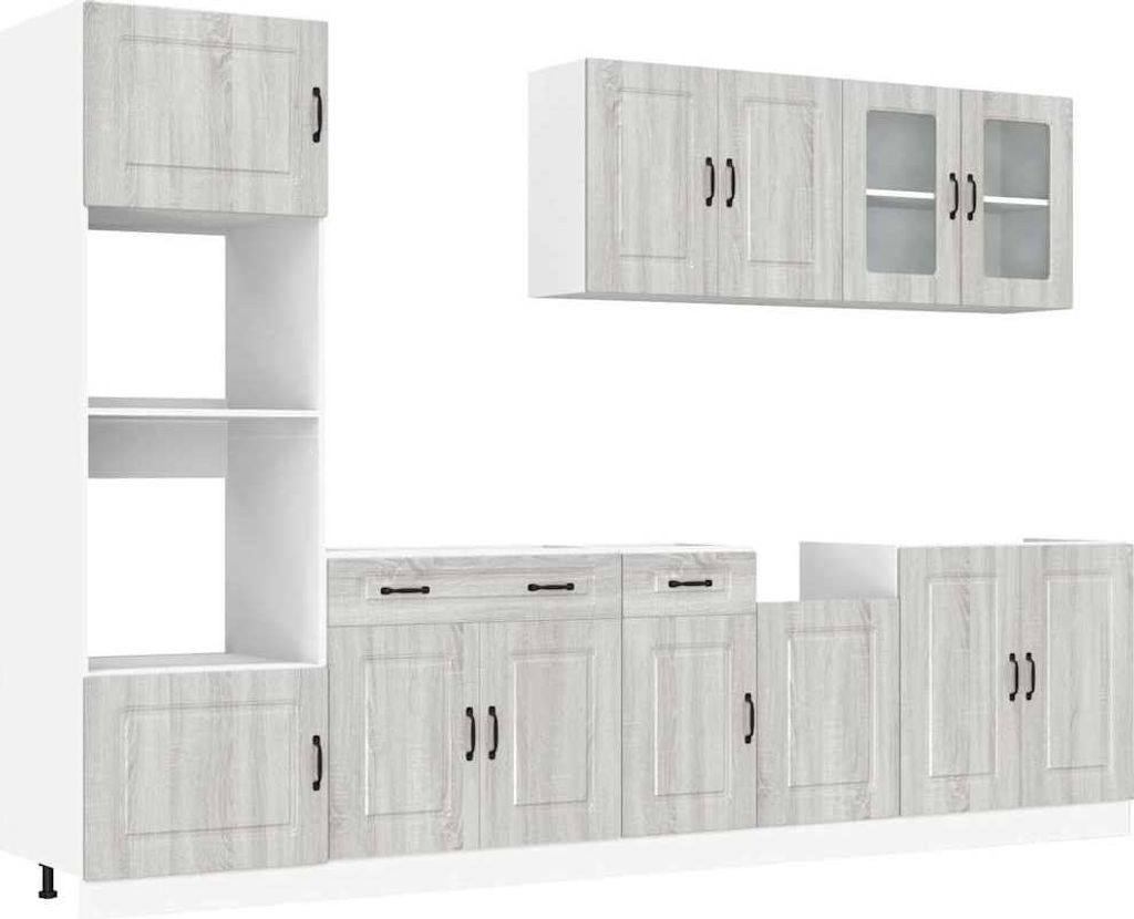 7-tlg. Küchenschrank-Set Kalmar Grau Sonoma Holzwerkstoff