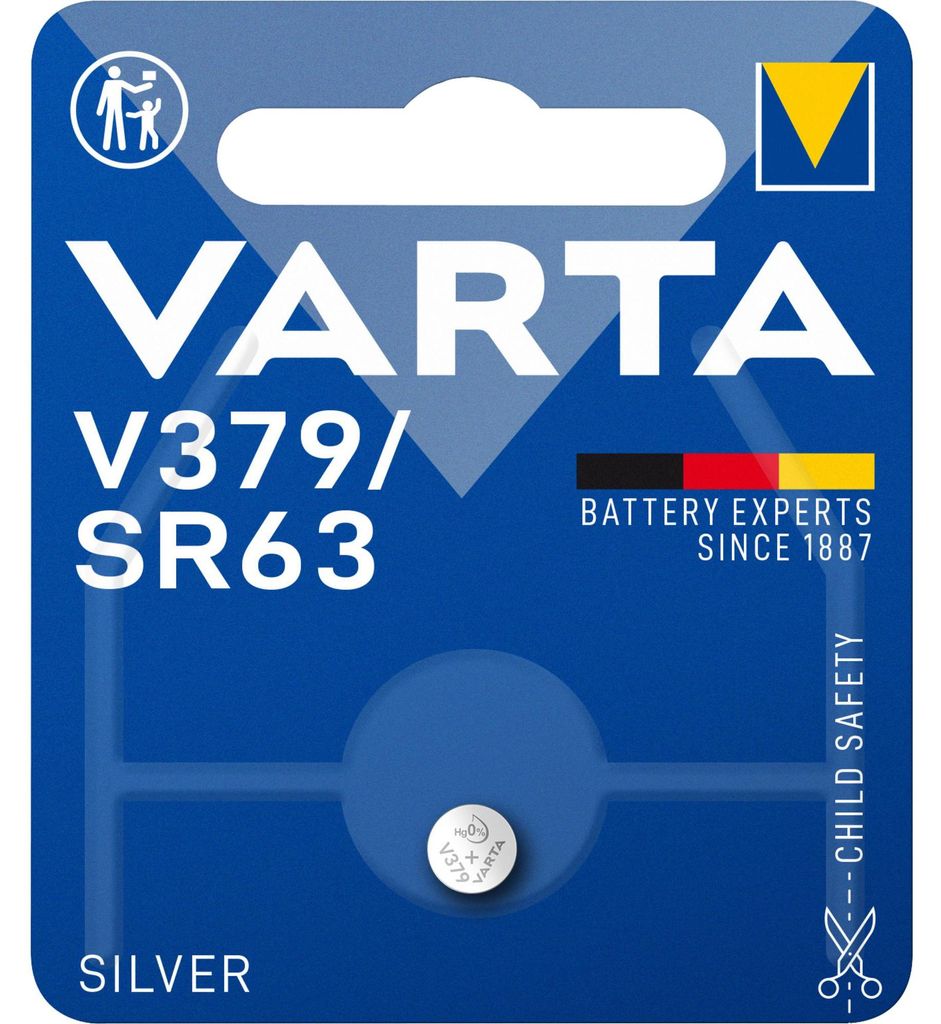 Varta V379, Jednorazowa bateria, SR63, Srebrny-Oksydowany, Zdjęcie produktu 