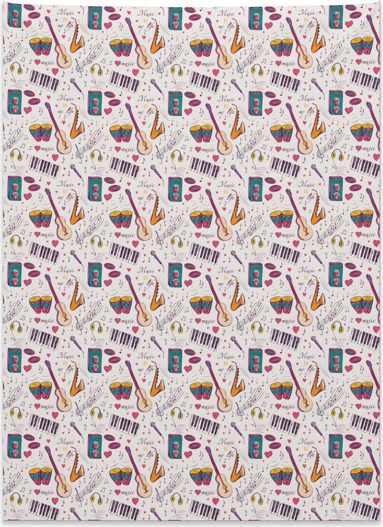 Abakuhaus Musik Wandteppich, Schlagzeug-Sprecher-Aufzeichnungen aus Weiches Mikrofaser Stoff Kein Verblassen Klare Farben Waschbar, 110 x 150 cm, M...